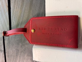 Red Thread Leather Luggage Tag